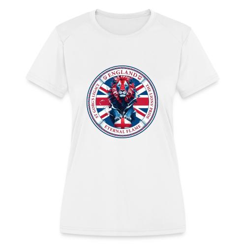 England Lion Emblem T Shirt, Flag Pride Gift - Women's Moisture Wicking Performance T-Shirt
