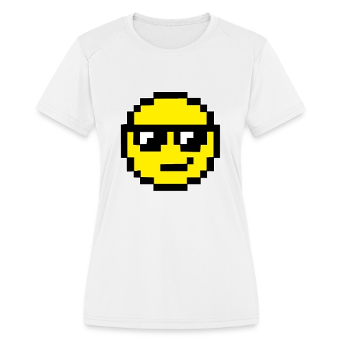 Pixel Smiley Yellow - Women's Moisture Wicking Performance T-Shirt