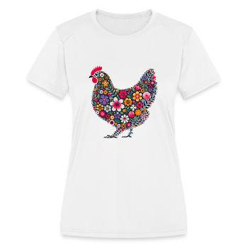 Mother Hen Chicken - Women's Moisture Wicking Performance T-Shirt - white - Front - Zoe (177cm)