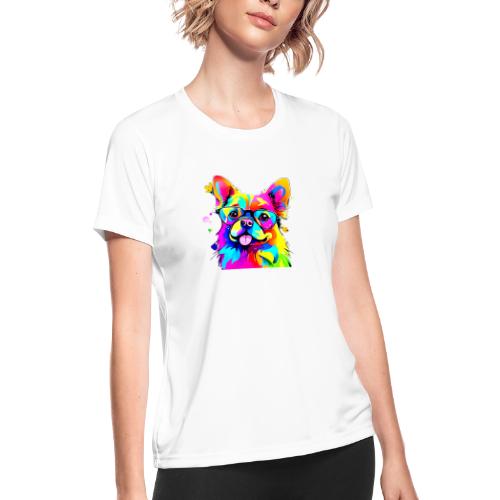Vibrant Pup: Abstract Dog Art - Women's Moisture Wicking Performance T-Shirt