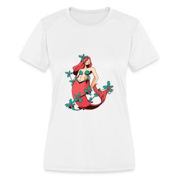 Christmas Mermaid with mistletoe - Women's Moisture Wicking Performance T-Shirt - white - Front - Zoe (177cm)