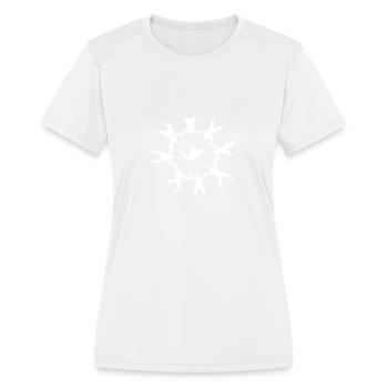 RW Trick Relative Work Skydive circle - Women's Moisture Wicking Performance T-Shirt - white - Front - Zoe (177cm)