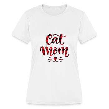Pattern Style Cat Lover Gift - Cute Cat Mom - Women's Moisture Wicking Performance T-Shirt - white - Front - Zoe (177cm)