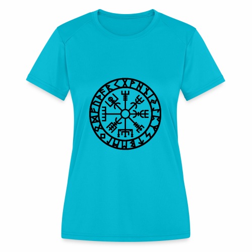 Viking Rune Vegvisir The Runic Compass - Women's Moisture Wicking Performance T-Shirt