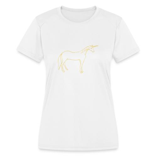 unicorn gold outline - Women's Moisture Wicking Performance T-Shirt