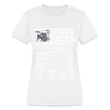 Drummer Drumming Drums Drumset Gift Drum Drumset - Women's Moisture Wicking Performance T-Shirt - white - Front - Zoe (177cm)
