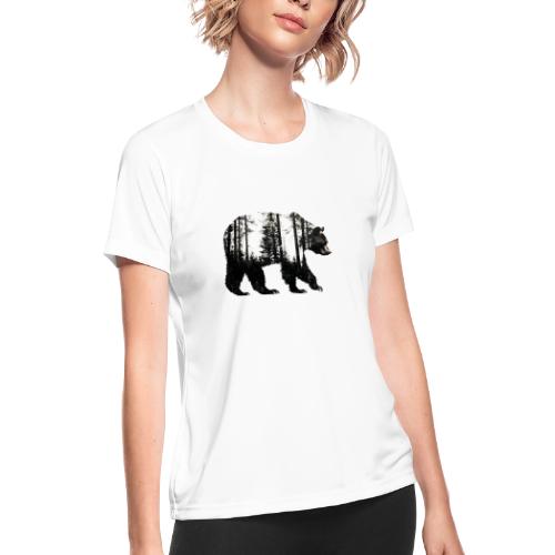 Evergreen Bear Silhouette - Women's Moisture Wicking Performance T-Shirt