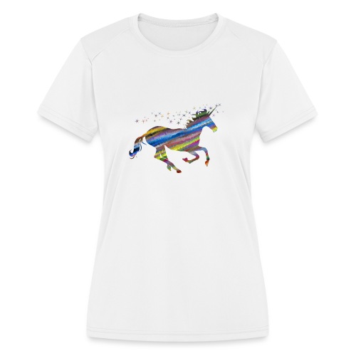 The Majestic Prismatic Streaked Magical Unicorn - Women's Moisture Wicking Performance T-Shirt