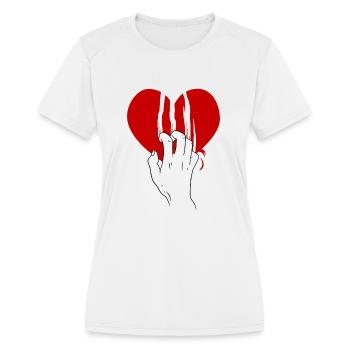 Heart scratch Design v1 - Women's Moisture Wicking Performance T-Shirt - white - Front - Zoe (177cm)