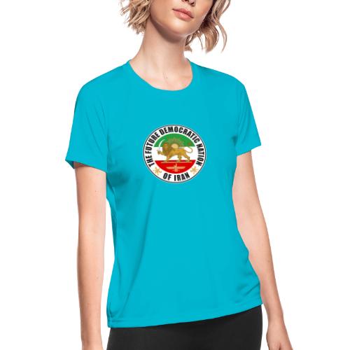Iran Emblem Old Flag With Lion - Women's Moisture Wicking Performance T-Shirt