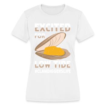 Clam Digger Enthusiast Beach Design - Women's Moisture Wicking Performance T-Shirt - white - Front - Zoe (177cm)