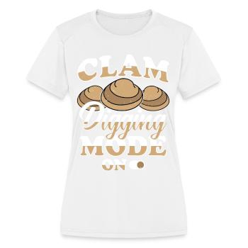 Clam Digger Enthusiast Beach Design - Women's Moisture Wicking Performance T-Shirt - white - Front - Zoe (177cm)