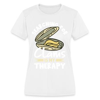 Clam Digger Enthusiast Beach Design - Women's Moisture Wicking Performance T-Shirt - white - Front - Zoe (177cm)