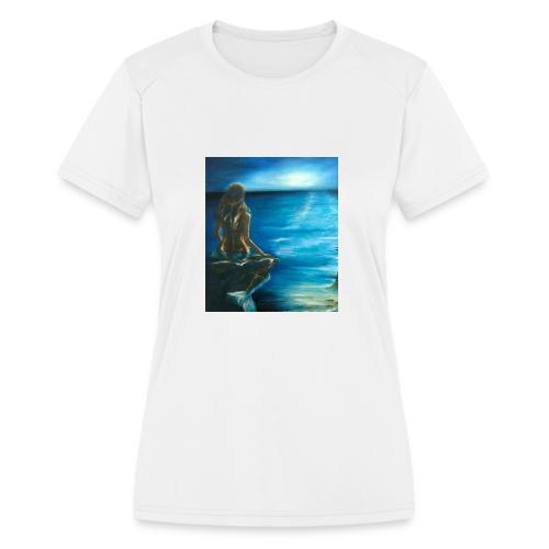 Mermaid over looking the sea - Women's Moisture Wicking Performance T-Shirt