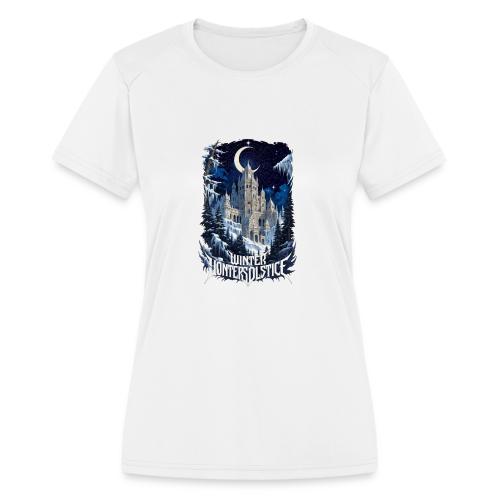 Celestial Winter Temple T-Shirt - Women's Moisture Wicking Performance T-Shirt