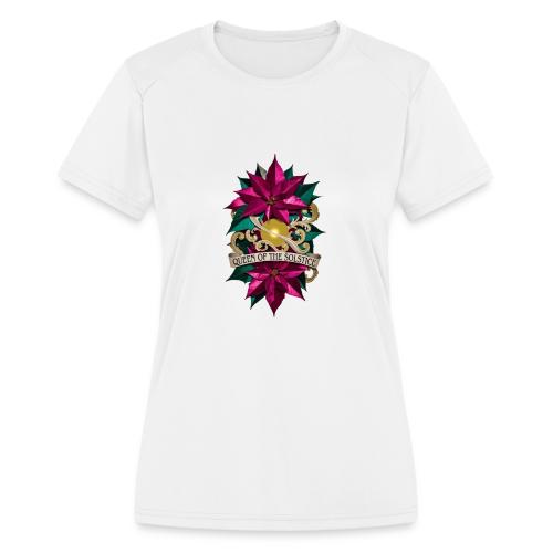 Queen of the Solstice Poinsettia T-Shirt - Women's Moisture Wicking Performance T-Shirt