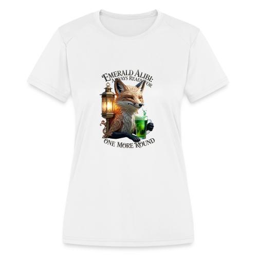 Emerald Alibi Fox Graphic Tee - Women's Moisture Wicking Performance T-Shirt