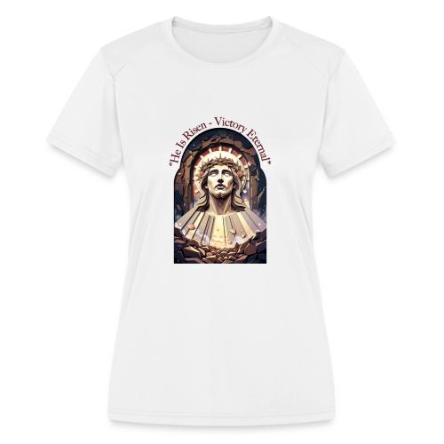 Easter He Is Risen Face of Christ T Shirt, Gift - Women's Moisture Wicking Performance T-Shirt