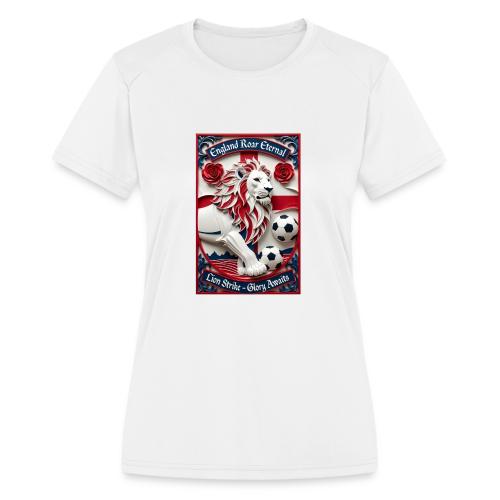 England Lion Soccer T Shirt, Football Pride Gift - Women's Moisture Wicking Performance T-Shirt