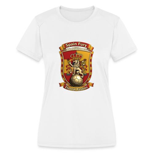 Spain Lion Fury T-Shirt, Spanish Crest Gift - Women's Moisture Wicking Performance T-Shirt