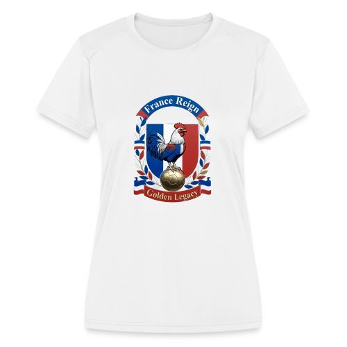 France Rooster Reign T-Shirt, Tricolore Pride Gift - Women's Moisture Wicking Performance T-Shirt
