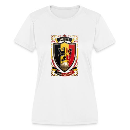 Belgium Lion Crest T-Shirt, Belgian Flag Gift - Women's Moisture Wicking Performance T-Shirt