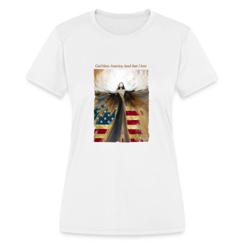 God bless America Angel_Strong color_Brown type - Women's Moisture Wicking Performance T-Shirt