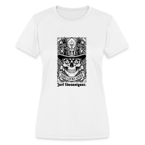 Salty Shamrock Skull T-Shirt - Women's Moisture Wicking Performance T-Shirt