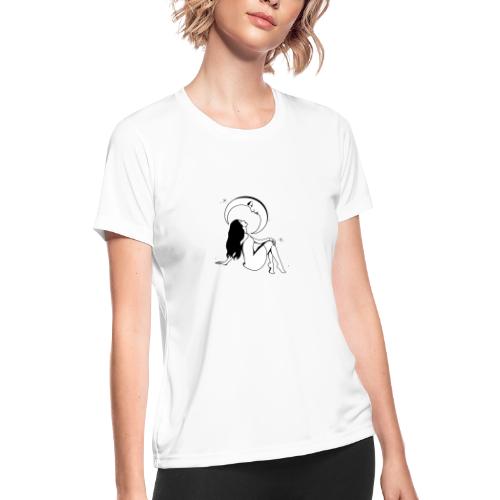 Mystical Girl & The Moon - Women's Moisture Wicking Performance T-Shirt