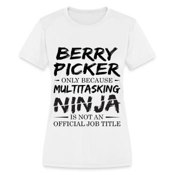 Ninja Berry Picker - Women's Moisture Wicking Performance T-Shirt - white - Front - Zoe (177cm)