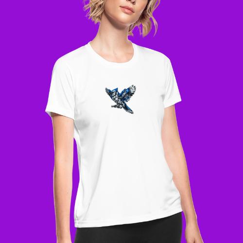 Silver Blue Jay Open Wing Perch - Women's Moisture Wicking Performance T-Shirt