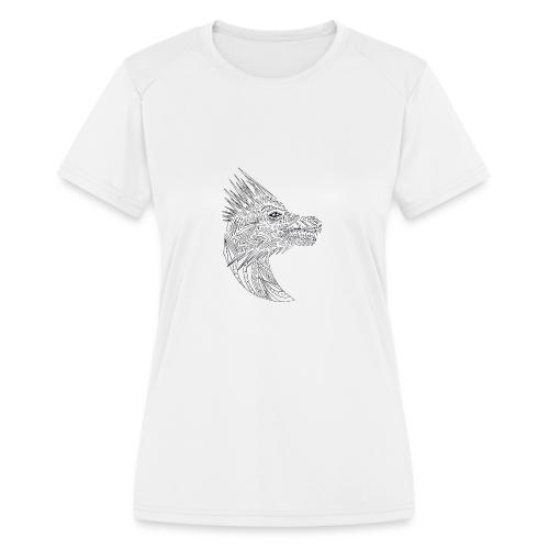 black art deco dragon head - Women's Moisture Wicking Performance T-Shirt