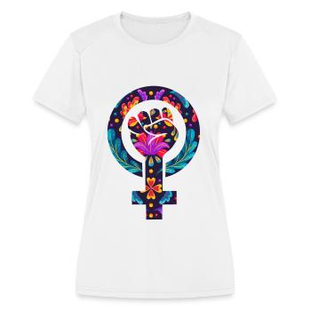 Women´s Symbol Feminist Feminism Girl Power - Women's Moisture Wicking Performance T-Shirt - white - Front - Zoe (177cm)