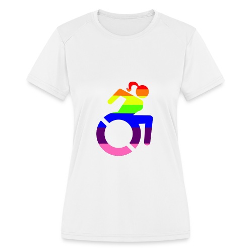 Wheelchair girl LGBT symbol - Women's Moisture Wicking Performance T-Shirt