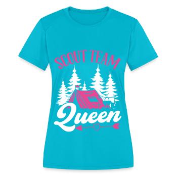 Girl Scout Leader Scout Team Queen Club Scouting - Women's Moisture Wicking Performance T-Shirt - turquoise - Front - Zoe (177cm)