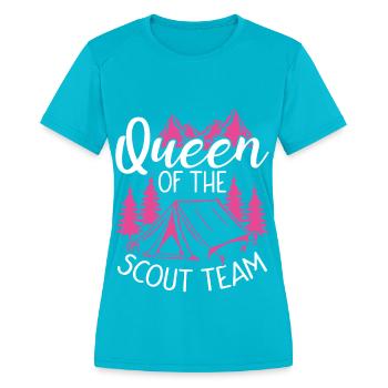 Girl Scout Leader Queen of the Scout Team Scouting - Women's Moisture Wicking Performance T-Shirt - turquoise - Front - Zoe (177cm)