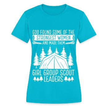 Girl Scout Leader Scouting Women Club Scouting - Women's Moisture Wicking Performance T-Shirt - turquoise - Front - Zoe (177cm)
