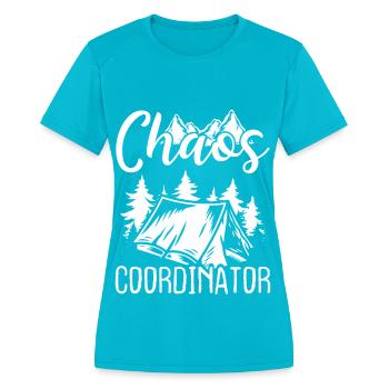 Scout Leader Chaos Girl Scout Leader Scouting - Women's Moisture Wicking Performance T-Shirt - turquoise - Front - Zoe (177cm)