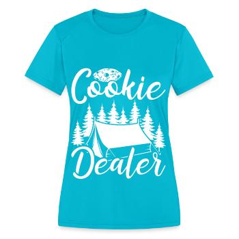 Girl Scout Leader Cookie Dealer Scouting Boy Scout - Women's Moisture Wicking Performance T-Shirt - turquoise - Front - Zoe (177cm)
