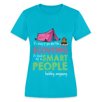 Girl Scout Leader Scouting Group Team Boy Scouts - Women's Moisture Wicking Performance T-Shirt - turquoise - Front - Zoe (177cm)