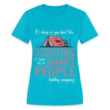 Group Smart People Hobby Girl Scout Leader Scouts - Women's Moisture Wicking Performance T-Shirt - turquoise - Front - Zoe (177cm)