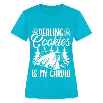 Girl Scout Leader Cookie Dealer is my Scouting - Women's Moisture Wicking Performance T-Shirt - turquoise - Front - Zoe (177cm)