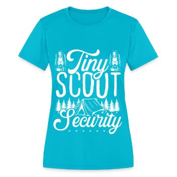 Scouting Tiny Scout Security Girl Scout Leader - Women's Moisture Wicking Performance T-Shirt - turquoise - Front - Zoe (177cm)