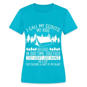 Girl Scout Leader Club Scouting Boy Scouts Tour - Women's Moisture Wicking Performance T-Shirt - turquoise - Front - Zoe (177cm)