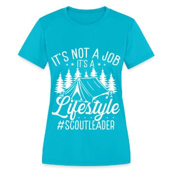 Girl Scout Leader Scoutign Patrol Leader Scouting - Women's Moisture Wicking Performance T-Shirt - turquoise - Front - Zoe (177cm)