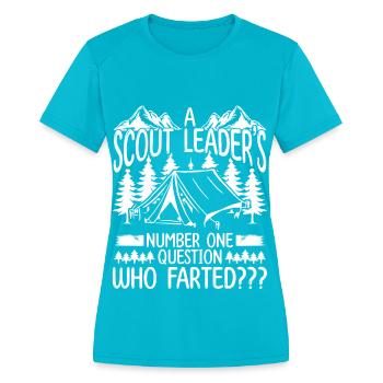 Girl Scout Leader Scoutign Boy Scouts Scouting - Women's Moisture Wicking Performance T-Shirt - turquoise - Front - Zoe (177cm)