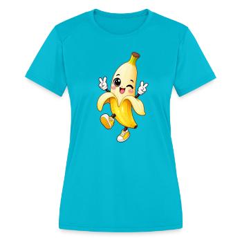 Banana Buddy Cheer - T-shirt performance Femme - turquoise - Devant - Zoe (177cm)