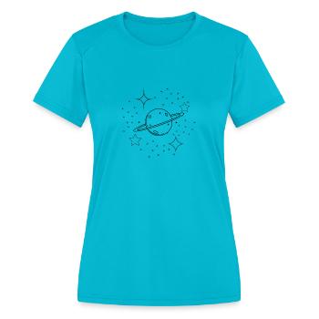planet - Women's Moisture Wicking Performance T-Shirt - turquoise - Front - Zoe (177cm)