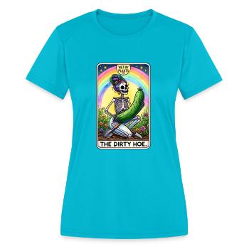 Wet my Plants - Women's Moisture Wicking Performance T-Shirt - turquoise - Front - Zoe (177cm)