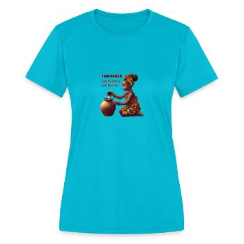 “BBB” Mantra - Women's Moisture Wicking Performance T-Shirt - turquoise - Front - Zoe (177cm)
